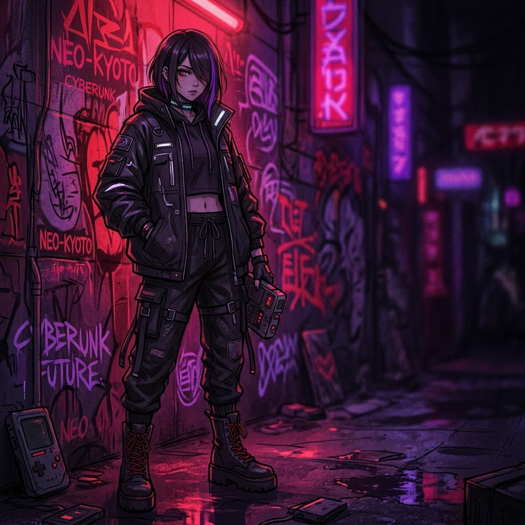 Cyberpunk Waifu Graffiti